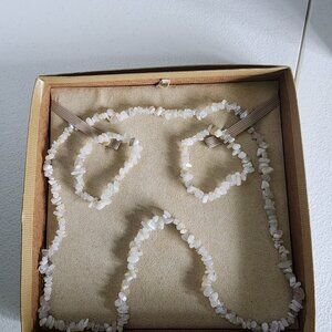 White Feldspar Chip Bead Necklace and 2 Bracelet Set JTV Priced To Sell!